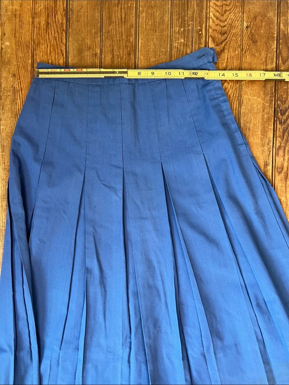 Vintage 70s Classic Skirt high quality Pleated Blue cotton Midi size medium